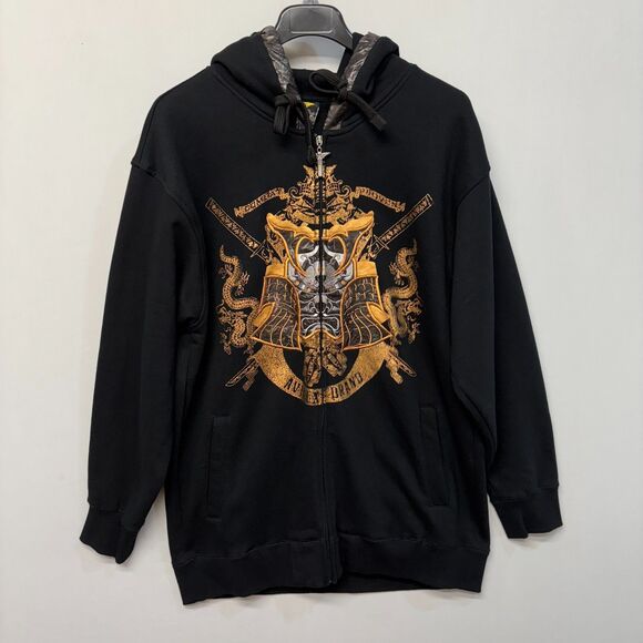 Vintage Avirex Y2K Gold Samurai Dragon Hoodie Sweatshirt Size XXL 2XL D050 -29 - Picture 1 of 16